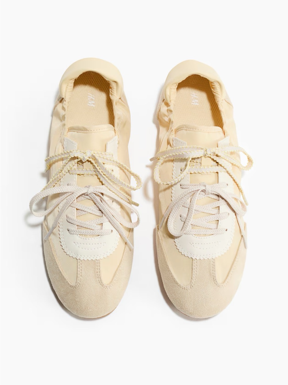 H&M Women's Beige and Cream Low-Profile Lace-Up Sneakers